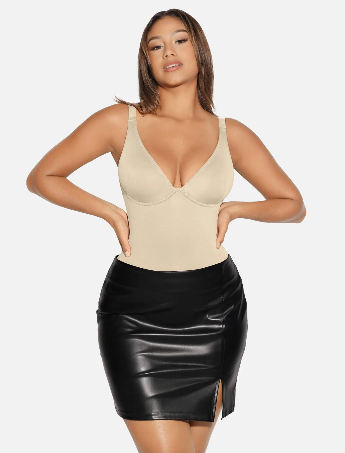 Curveness™ V-Neck Tummy Control Shaping Bodysuit