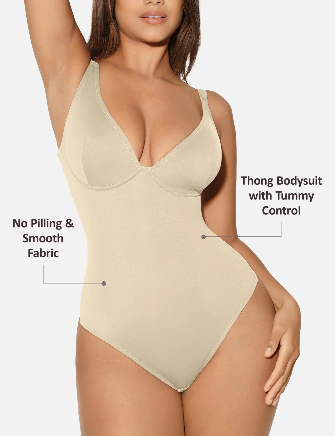 Curveness™ V-Neck Tummy Control Shaping Bodysuit
