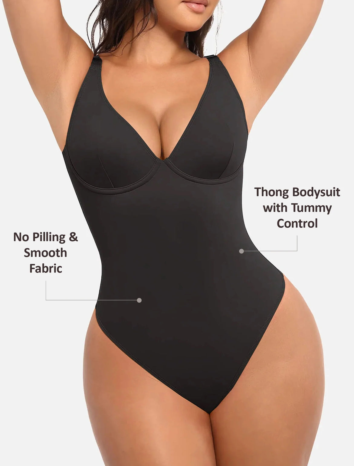 Curveness™ V-Neck Tummy Control Shaping Bodysuit