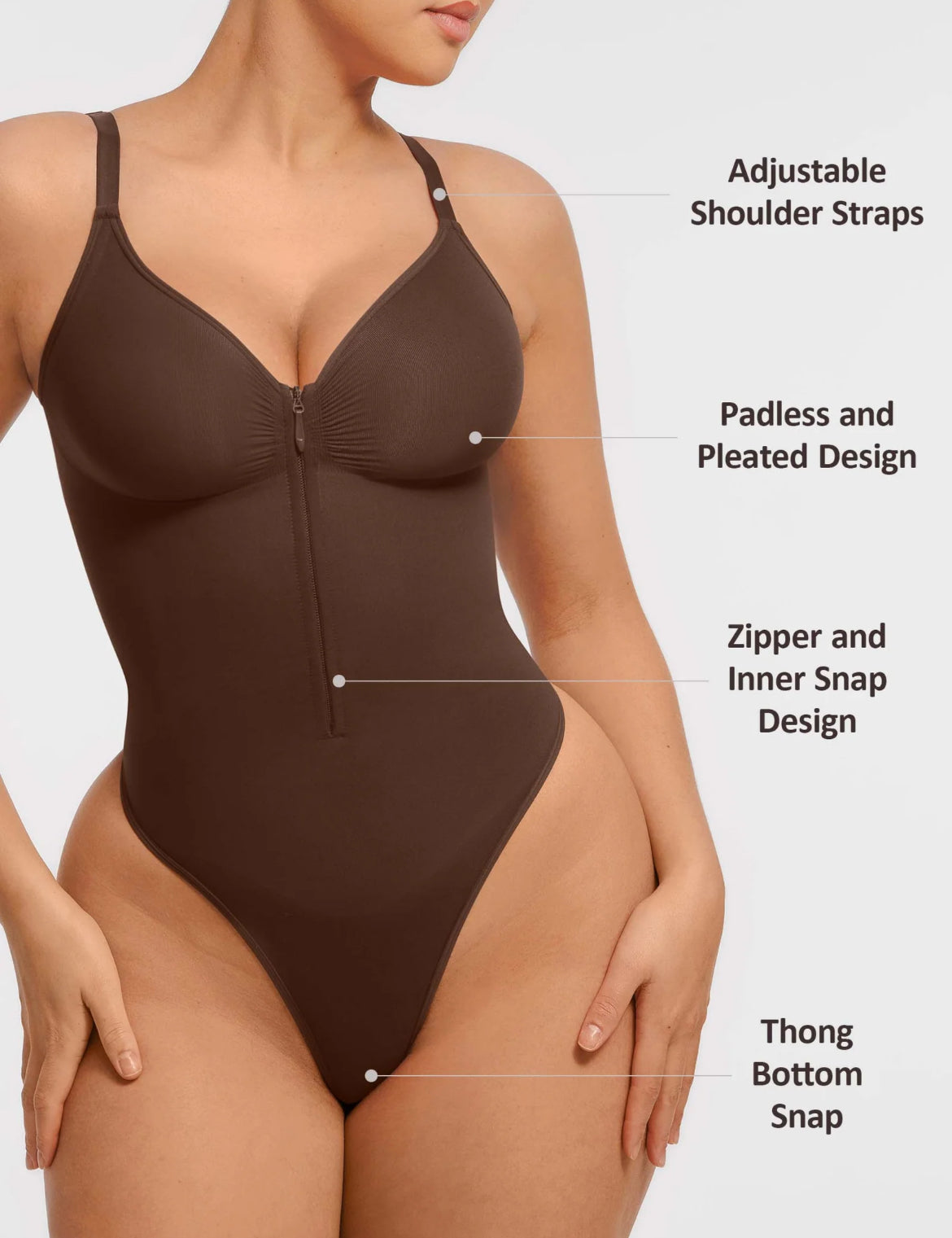 Curveness™ Tummy Control Seamless Zipper Shaping Bodysuit