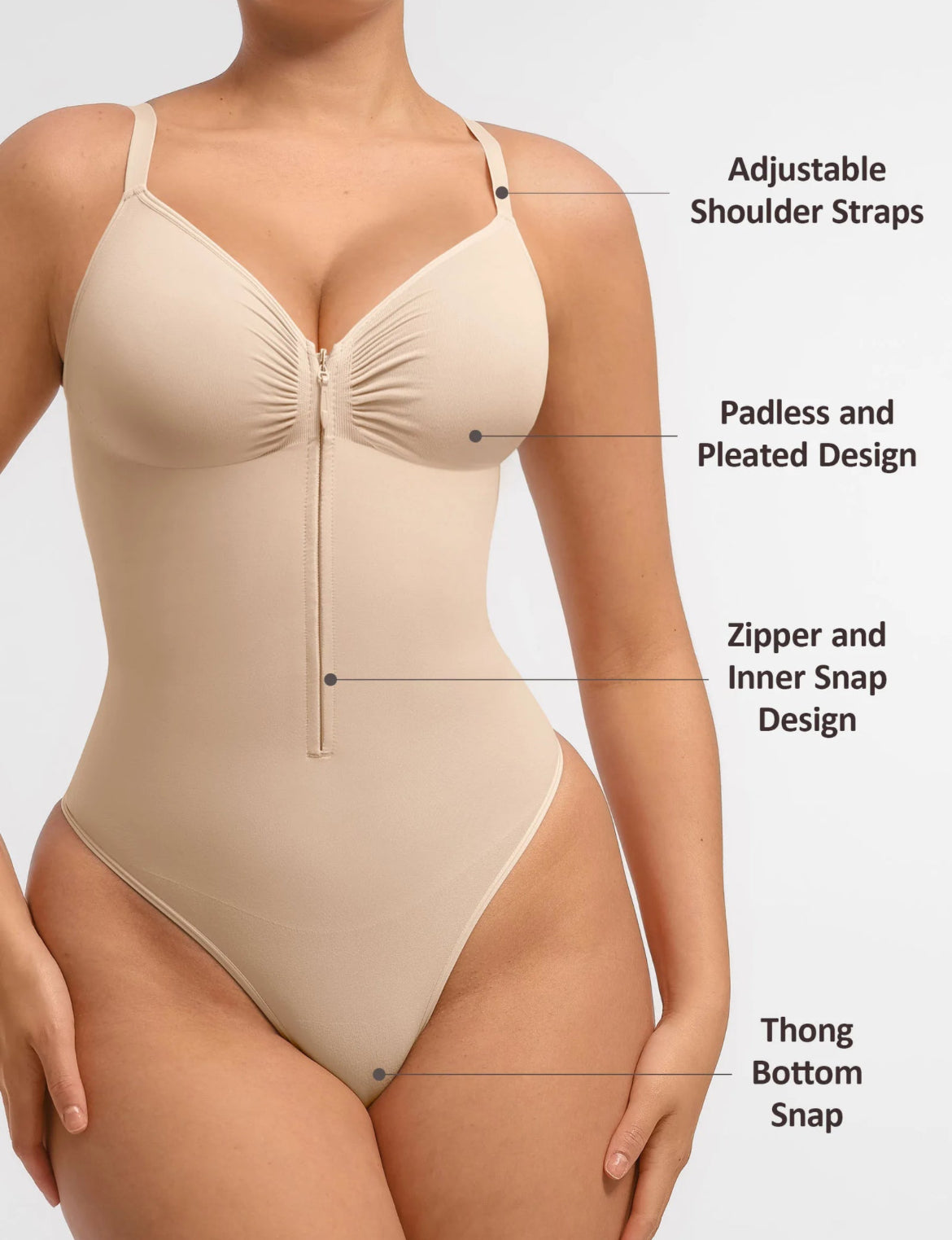 Curveness™ Tummy Control Seamless Zipper Shaping Bodysuit