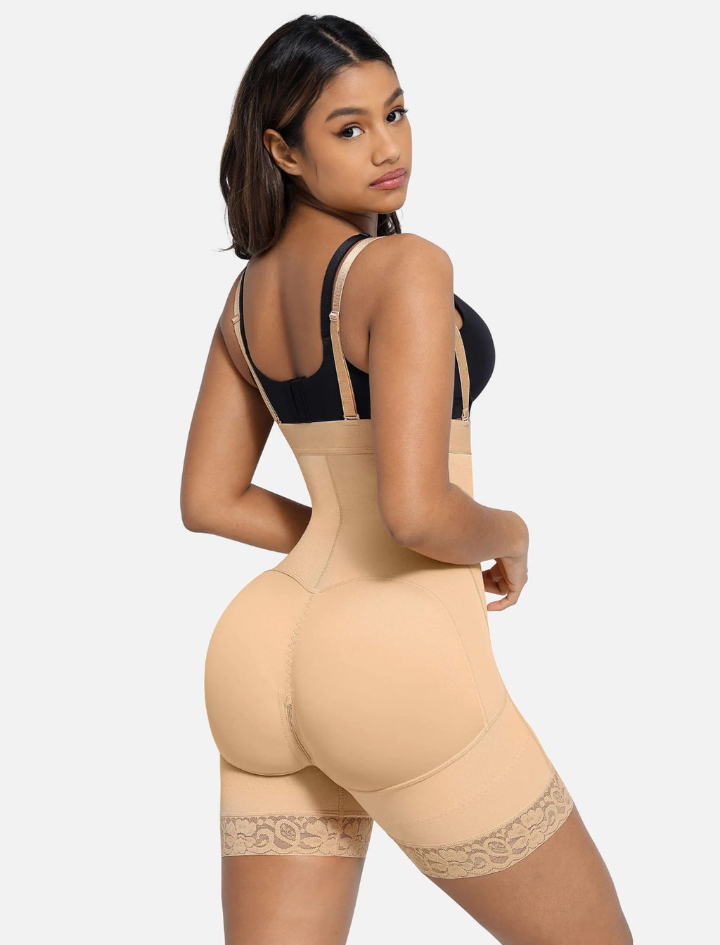 Curveness™ High Waist Zipper Hip Lift Lace Shorts