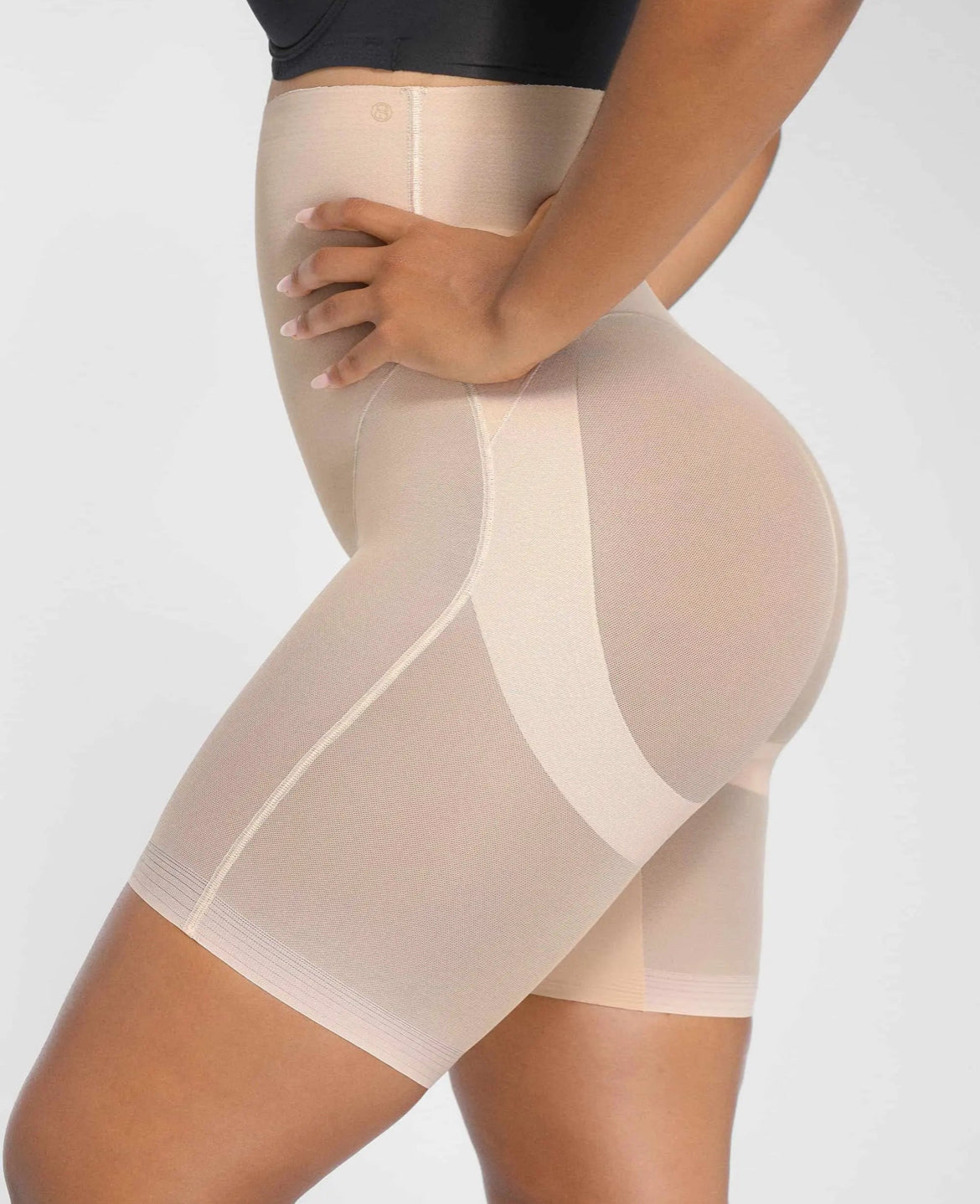 Curveness™ High-Waisted Mesh-Sculpt Mid Tight Shorts