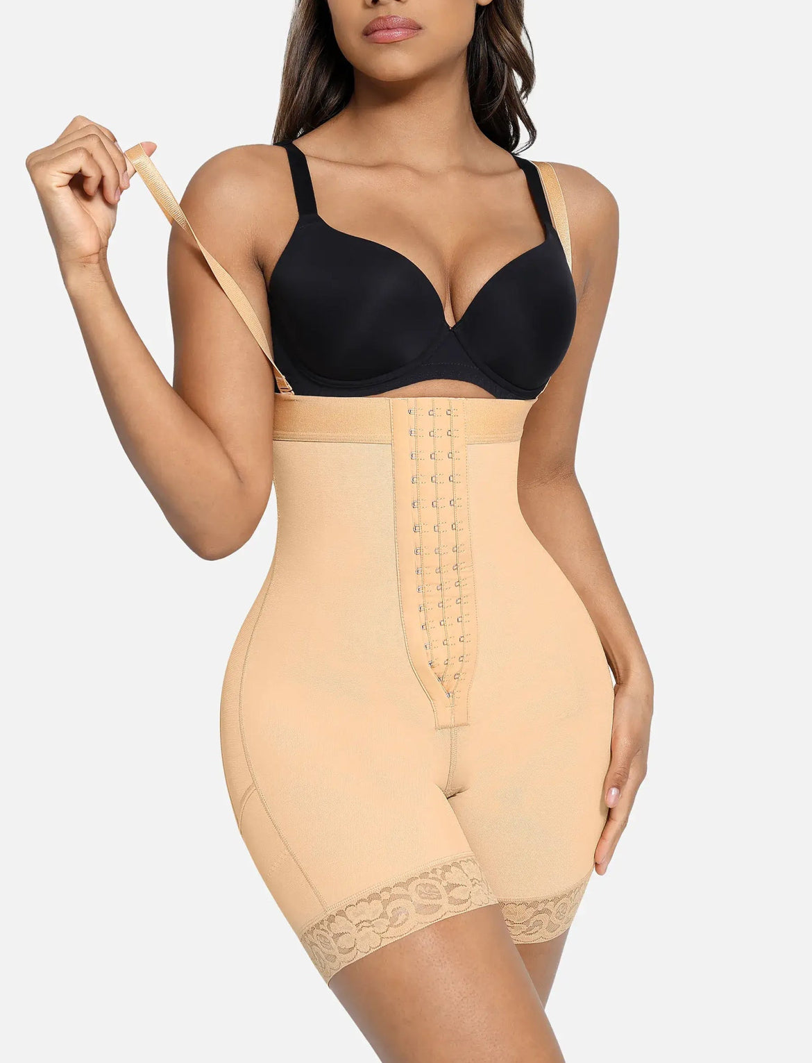 Curveness™ High Waist Zipper Hip Lift Lace Shorts