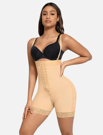 Curveness™ High Waist Zipper Hip Lift Lace Shorts