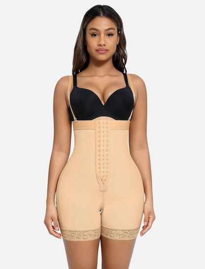 Curveness™ High Waist Zipper Hip Lift Lace Shorts
