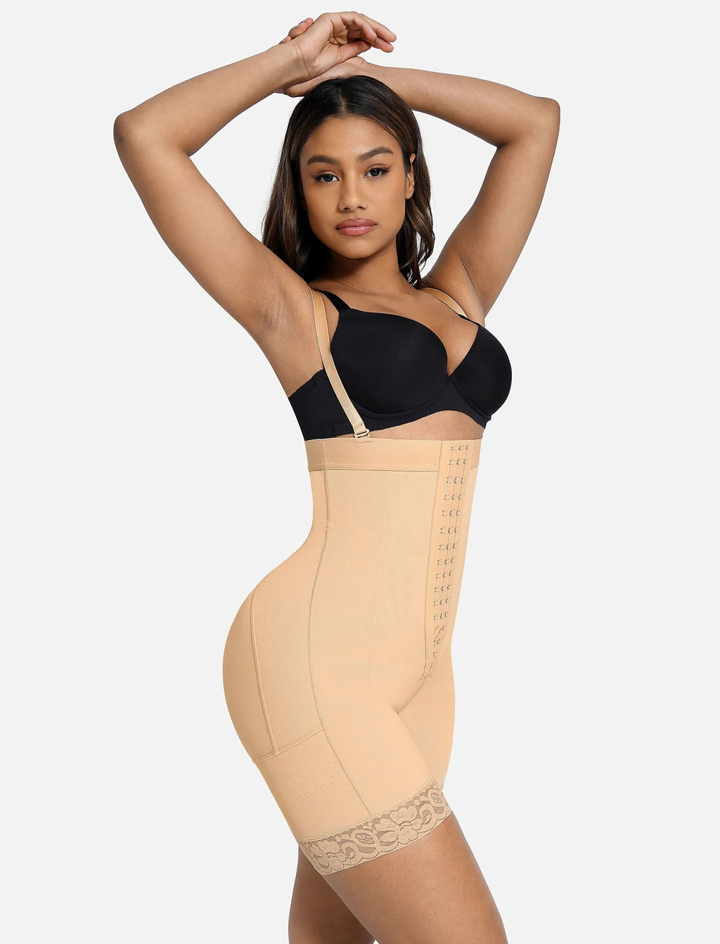 Curveness™ High Waist Zipper Hip Lift Lace Shorts