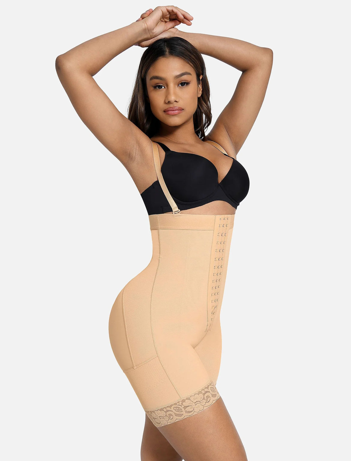 Curveness™ High Waist Zipper Hip Lift Lace Shorts