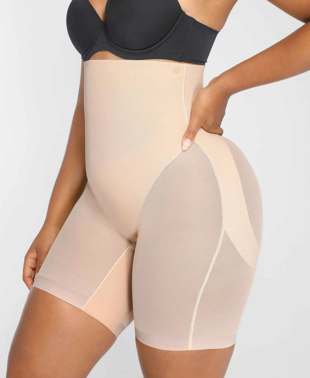 Curveness™ High-Waisted Mesh-Sculpt Mid Tight Shorts