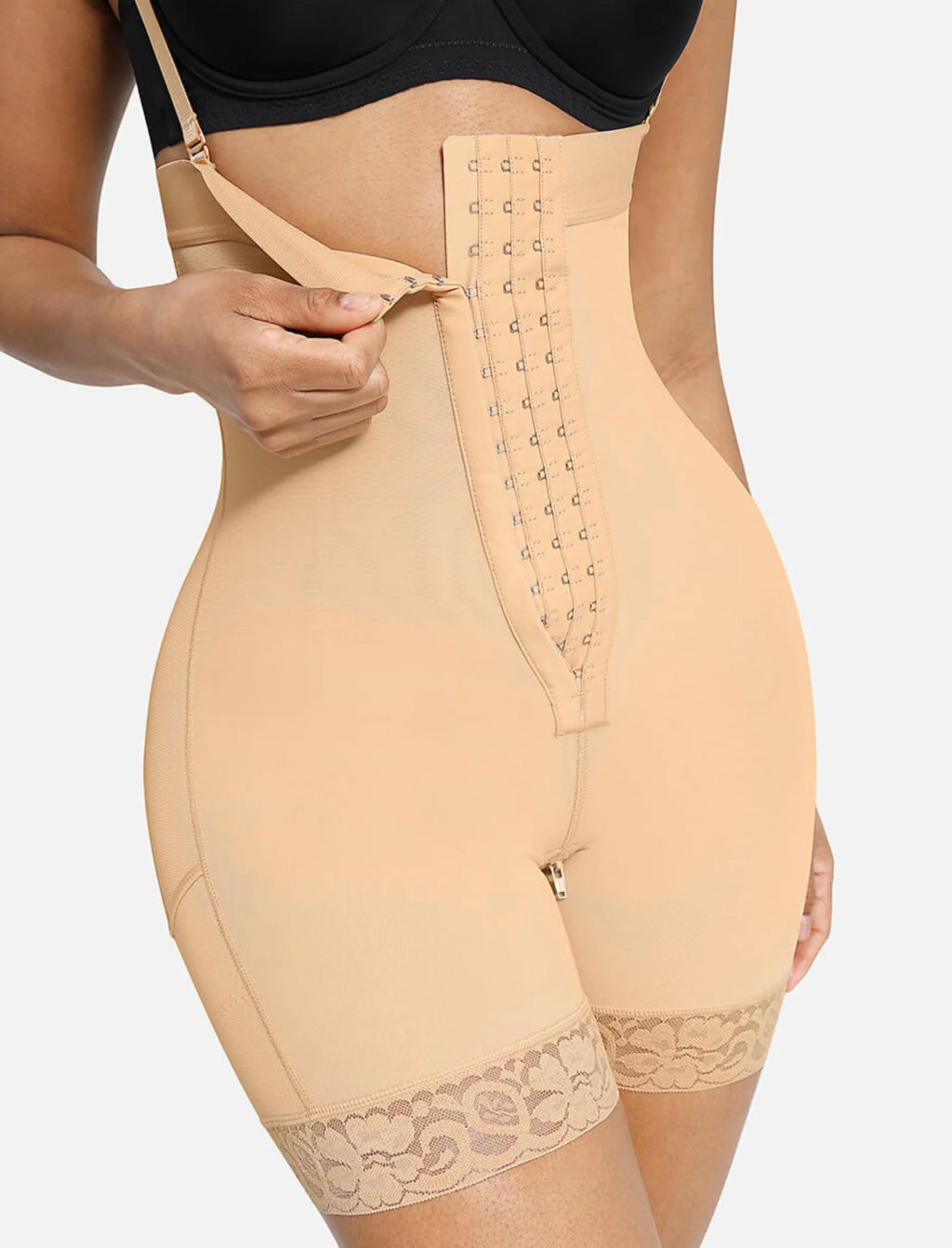 Curveness™ High Waist Zipper Hip Lift Lace Shorts