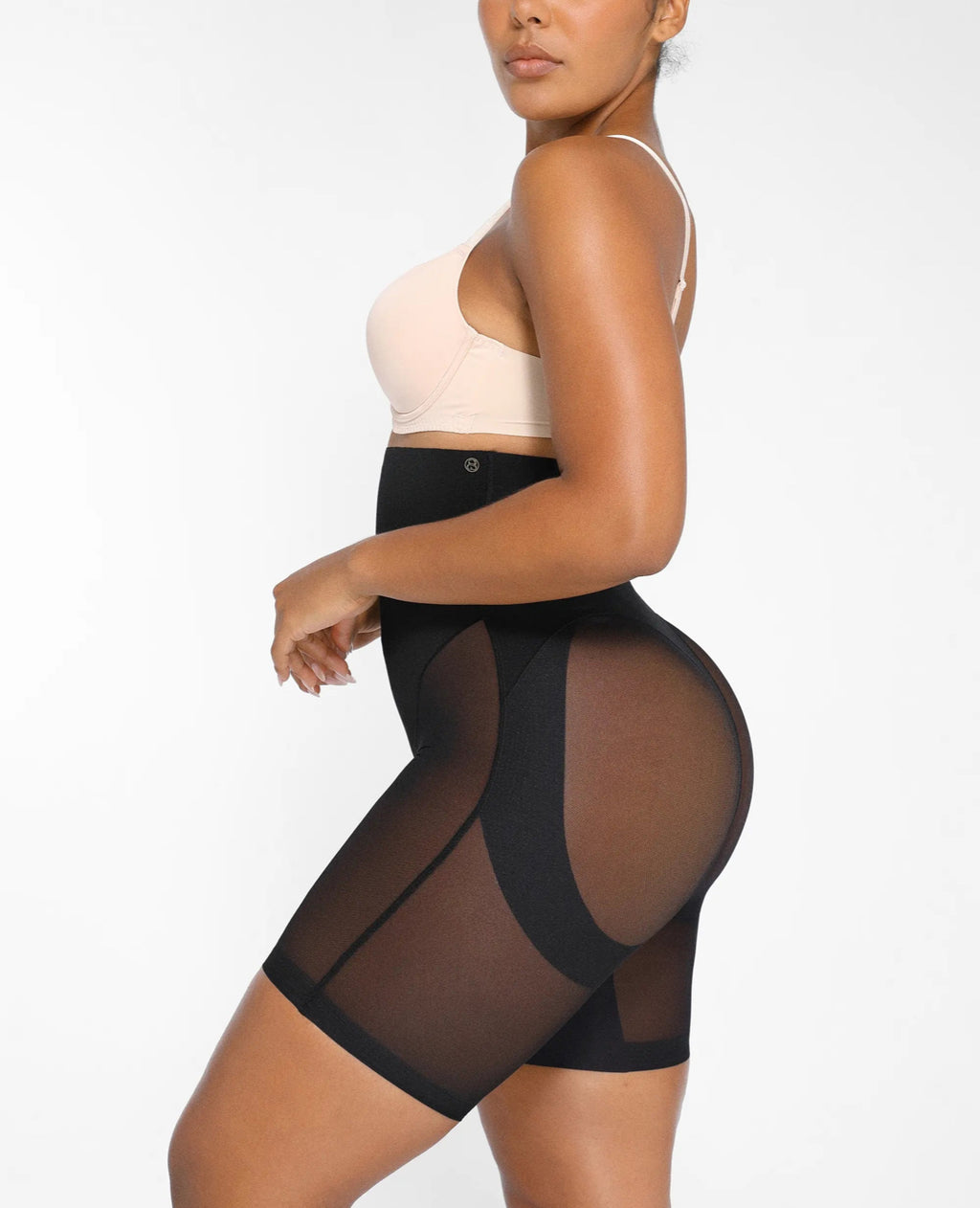 Curveness™ High-Waisted Mesh-Sculpt Mid Tight Shorts