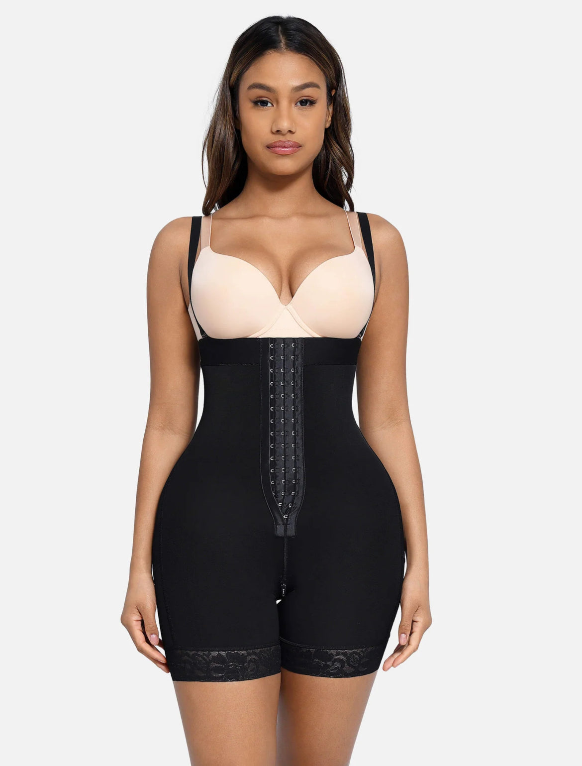 Curveness™ High Waist Zipper Hip Lift Lace Shorts