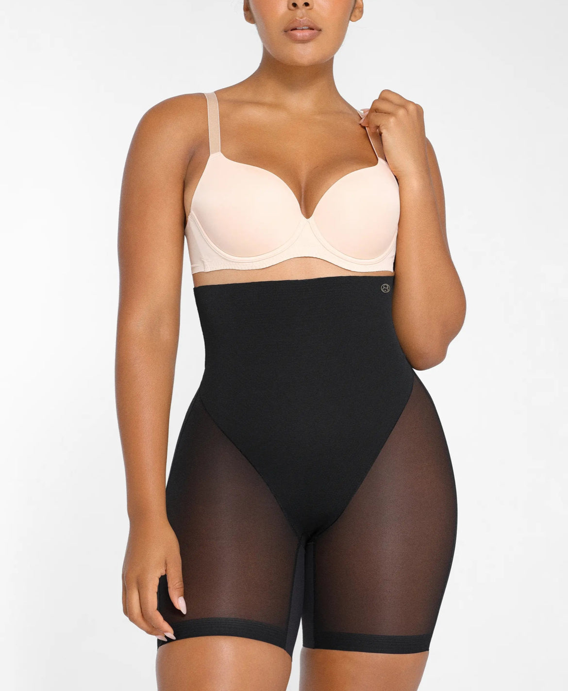 Curveness™ High-Waisted Mesh-Sculpt Mid Tight Shorts