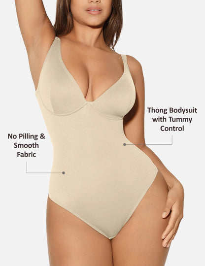 Curveness™ V-Neck Tummy Control Shaping Bodysuit