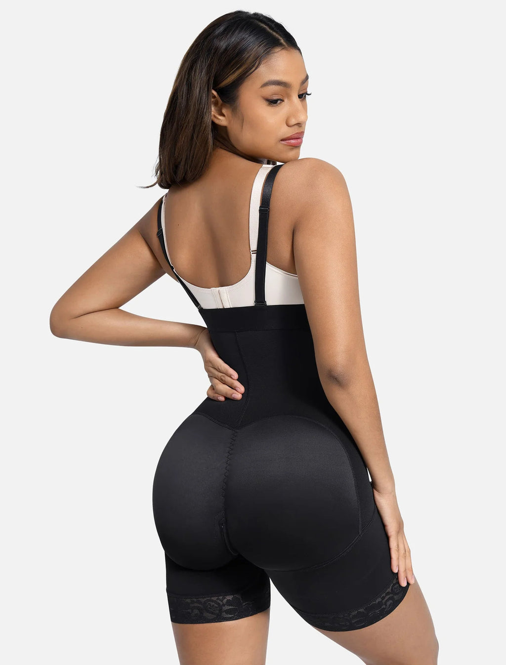 Curveness™ High Waist Zipper Hip Lift Lace Shorts