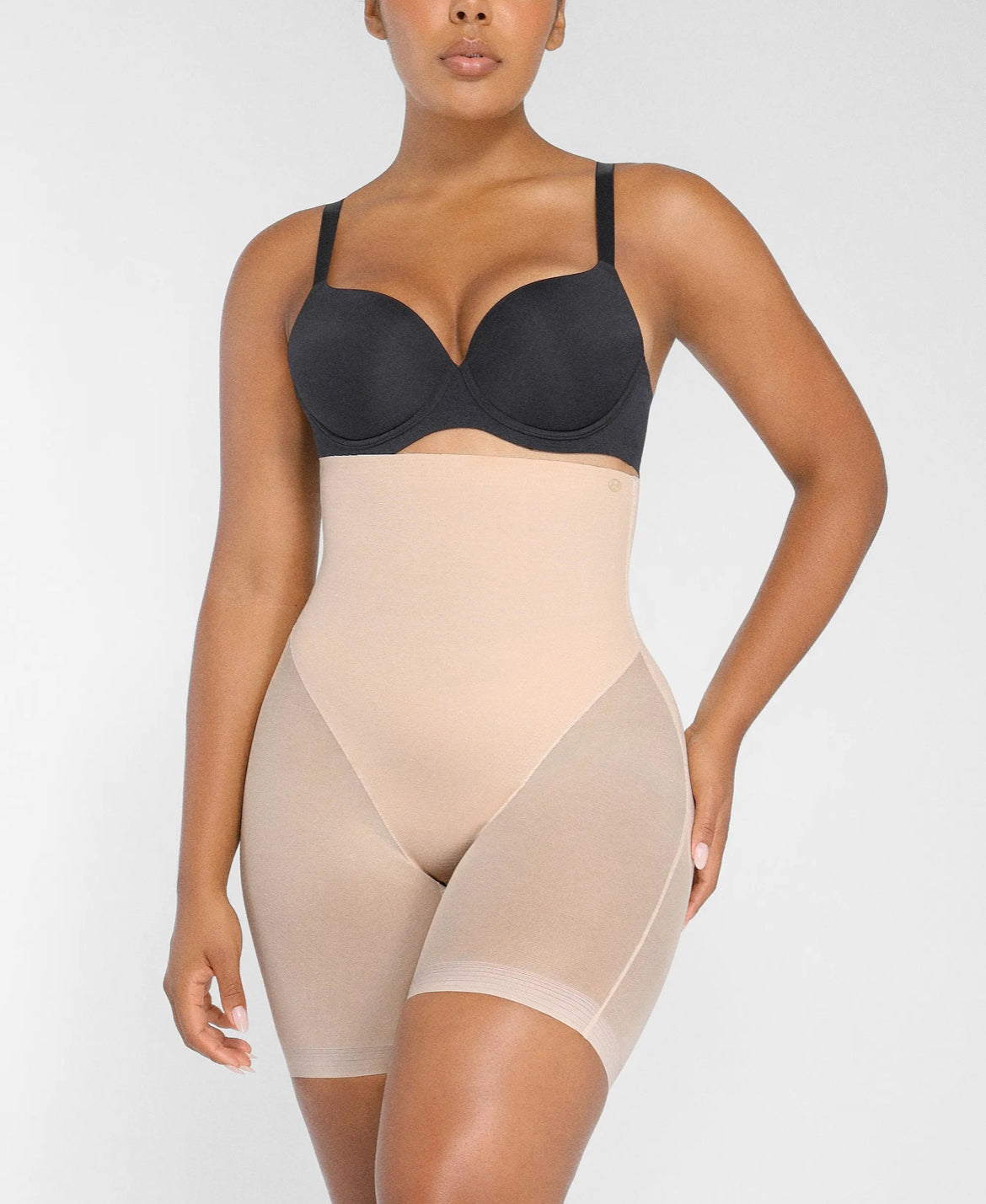 Curveness™ High-Waisted Mesh-Sculpt Mid Tight Shorts