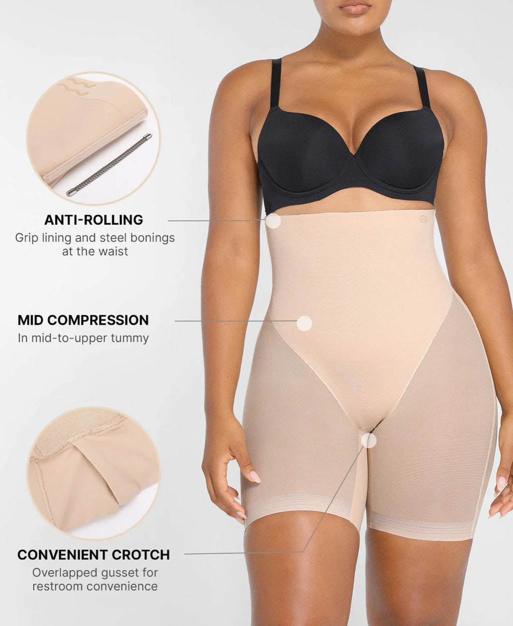 Curveness™ High-Waisted Mesh-Sculpt Mid Tight Shorts